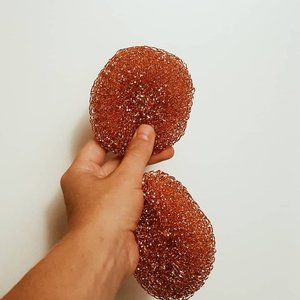 100% COPPER pots and pans scrubber, set of 2